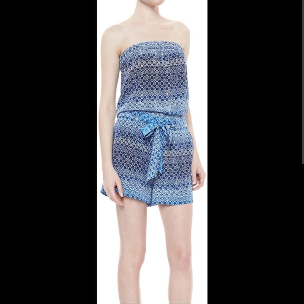 Diane von Furstenberg dvf XL Blue 100% Silk Miranda Romper